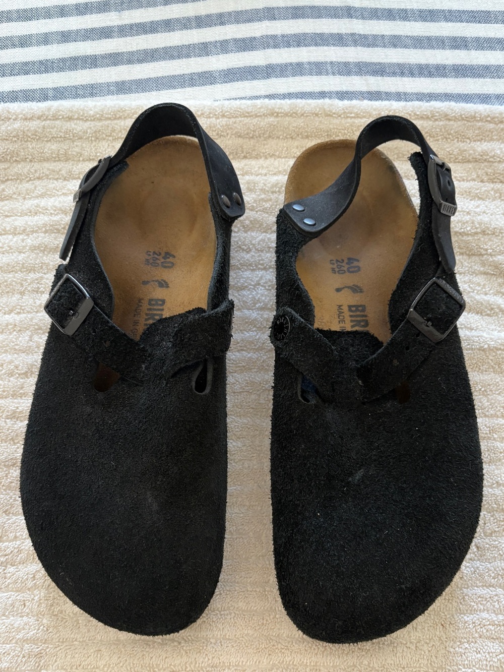 Birkenstock Boston Black Suede Women’s Backstrap Clogs
